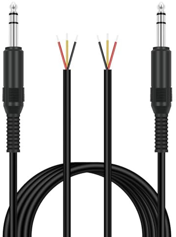 joonnair 2X2M TRS-3-Poliger Stereo-Klinkenstecker Ersatzkabel, 3,5mm Stecker Auf Blankes Kabelende, Heimwerken Offenes Ende, Mit 1/8-Zoll Stecker FüR Reparatur von Audiokabeln, KopfhöRern