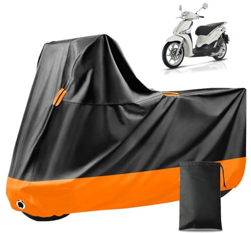 Motorrad Abdeckplane, 420D Motorradabdeckung Outdoor passend für Piaggio Vespa GTV GTS GT60/125/200/250/300 Wasserdicht Wetterfest 420D Oxford-Stoff Garage für 2-2,2M Motorrad