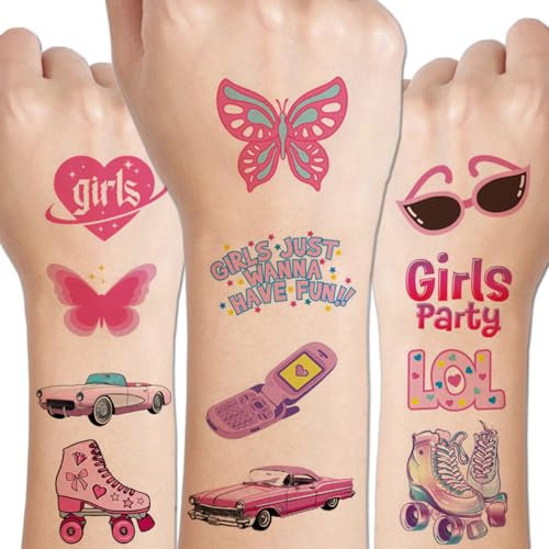 CHARLENT 80 Tatouages Temporaires Roses pour Filles - Tatouages éphémères Rétro Rose pour Fête D'anniversaire pour Filles Comme Matériau de Remplissage pour Sacs Goodie