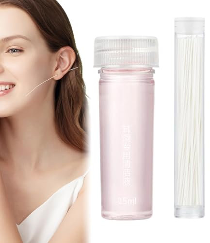 Ear Piercing Cleaning Kit - 70 Pieces Earring Hole Cleaner - Ear Wax Removal Solution 15ml for Men Women Travel Home