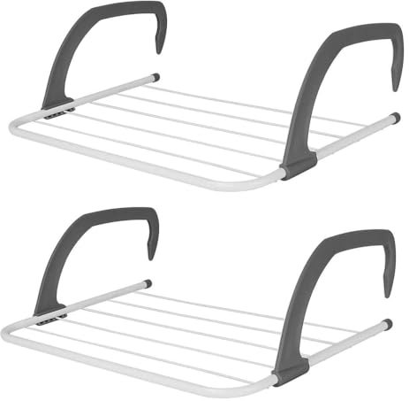 Monal Deluxe Radiator Airer – 5 Bar White Clothes Dryer for Indoor Use – 1 Piece or 2 Piece Pack (Deluxe Radiator Airer – 2 Piece)