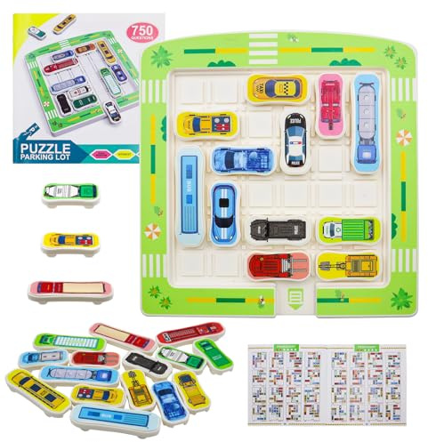 BEELUKY Auto Spielzeug Stauspiel Logikspiel Denken Logik Puzzle Spiele Familienspiel Rush Hour Spiel Junior mit 750 Levels Brettspiele für Jungen Mädchen ab 5 6 7 8 9 10 Jahren