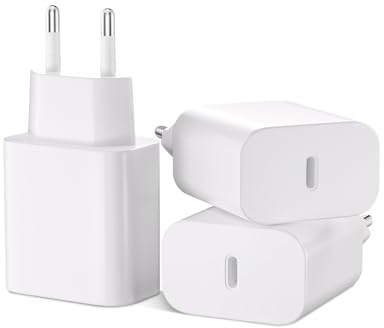 20W USB C Schnellladegerät, PD Netzteil mit USB-C Anschluss für iPhone 17/16/15 Pro Max, Samsung Galaxy, iPad, Android Geräte – Kompakter Wandladeadapter (3 Pack)