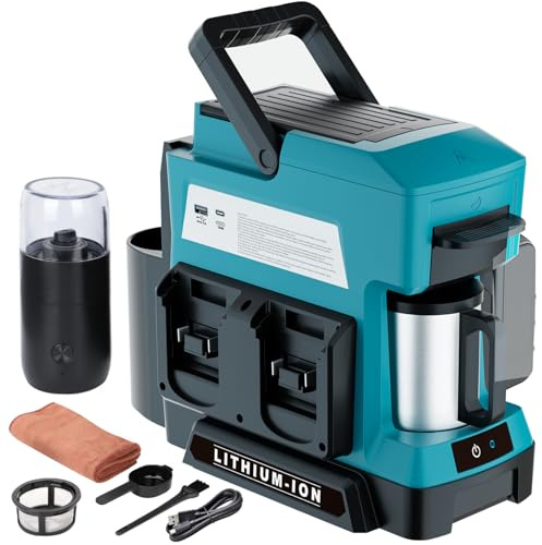 Byutrcfuy Kabellose Kaffeemaschine für Makita 18 V Akku, 3 Brühoptionen, Tropfkaffeemaschine mit Kaffeemühle, tragbare Einzelportion-Kaffeemaschinen für Camping, Reisen und Baustelle (nur Werkzeug)