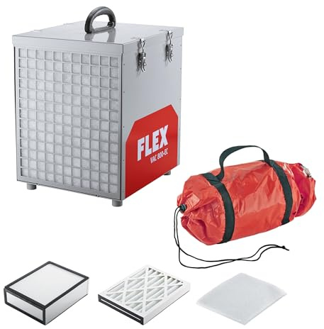 Flex Luftreiniger VAC 800-EC Air Protect 14 Set (weiß, rot mit HEPA-14 Filter, Staubfiltergerät, bau- & Renovierungsstaub, Arbeitsplatzreinigung, Feinstaubfilter) 532859 - Compatible Devices: Unive...