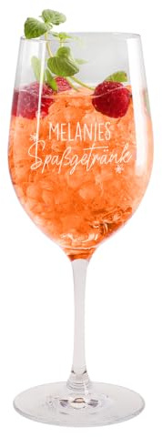Herz & Heim® Weinglas personalisiert mit Gravur 'Spaßgetränk' – 430 ml Leonardo Glas mit Namensgravur – Rotweinglas & Cocktailglas mit Name als Frauen Geschenk