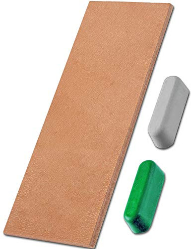Leather Honing Strop 3 Inch by 8 Inch with 2oz. Green White Compound (STROP)