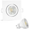 linovum LED Einbaustrahler 230V eckig weiß schwenkbar - Einbauspot Strahler mit 2W GU10 Lampe warmweiß mit Fassung ohne Trafo