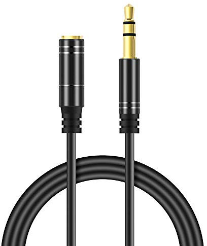 ZHUOSHENG Audio Extension Cable 16ft /5m-3.5mm Male to Female Headphone Extension Cable for Phones Speakers Tablets PCs MP3 (No Microphone Supported) with Black Durable TPE Wire Gold-Plated Connector