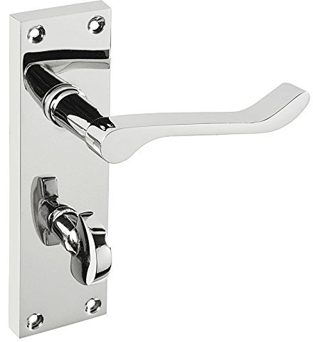 HANDLESTORE Victorian Scroll Bathroom Door Handle - Lock Options - Polished Chrome (Handle Only)