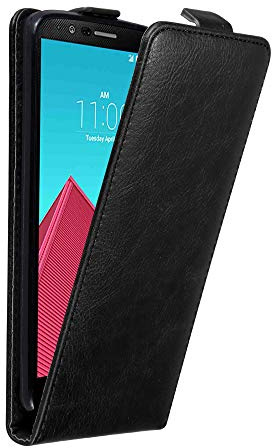 Cadorabo Hülle kompatibel mit LG G4 / G4 Plus Flip Design aus Premium Kunst Leder Flip Klappbare Stoßfeste Magnetische Cover Hülle für LG G4 / G4 Plus Tasche in Schwarz