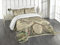 ABAKUHAUS Weltkarte Tagesdecke Set, Antike Klassiker, Set mit Kissenbezug Sommerdecke, für Einzelbetten 170 x 220 cm, Grün Beige