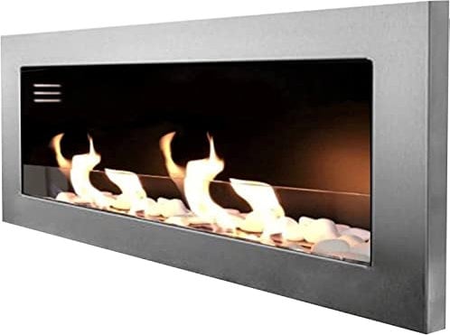 Kaminbau Mierzwa Gelkamin Ethanolkamin Wandkamin Modell TCP inkl. Sicherheitglas Brennerdosen Dekosteinset und Edelstahl Flammenlöscher Farbwahl (Edelstahl)