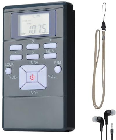 COVVY Tragbares FM-Stereo-Radio mit Kopfhörer, Mini-Digital-Tunning-FM-Transistor-Radio für Walking, Laufen, Joggen grau