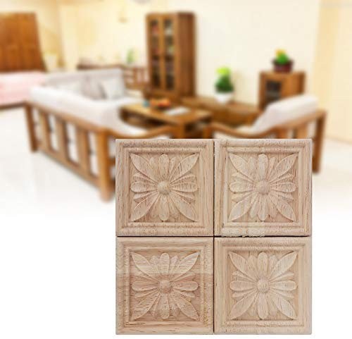Applique intagliata in legno, decalcomania di intaglio non verniciata in legno, applique a scacchi per la decorazione delle porte e delle finestre