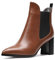 Castamere Donna Polacchine Tacco a Blocco Stivali Chelsea 7.5CM Medio Tacco PU Marrone Scarpe EU 35