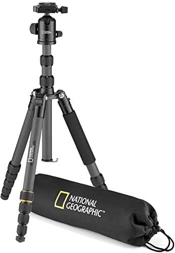 National Geographic Treppiede da viaggio con monopiede, in alluminio, chiusura a leva, carico fino a 6 kg, borsa per il trasporto, testa a sfera, sgancio rapido