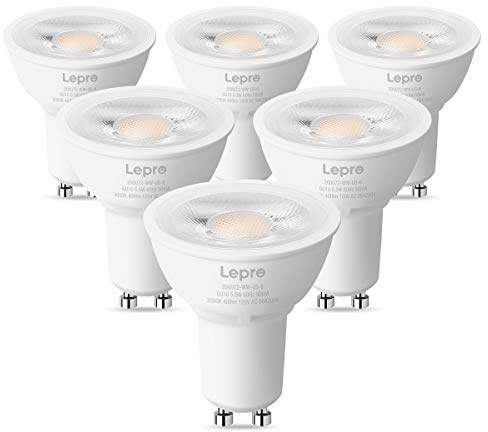 Lepro GU10 LED Bulb Dimmable, 50W Halogen Equivalent Light Bulbs, 5.5W 5000K Daylight White Replacement for Recessed Track Lighting, 40°Spotlight for Kitchen Range Hood Living Room & Bedroom, 6 Pack