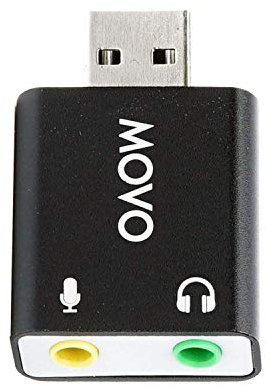 Movo USB-AC 3.5mm TRS Microphone to USB 2.0 Stereo Audio External Sound Card Adapter for PC and Mac. USB Sound Card Adapter for Computer or Laptop Convert USB Input to 3.5mm TRS Headphone or Mic Jack