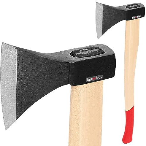 KOTARBAU Axt Geschmiedet 1.5 kg Gesamtlänge 699 mm mit Holz-Stiel Axt zum Holzspalten Spalthammer Spaltbeil Beil Holzhacken
