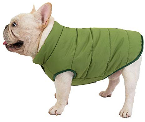 Haustier Kleidung Winter Warme Hundejacke Hundemantel Fleece Gefütterte Hundeweste Kaltes Wetter Hunde Katze Baumwoll Mantel Jacke Bulldogge Steppweste Katzenkleidung Hundekleidung Grün XL