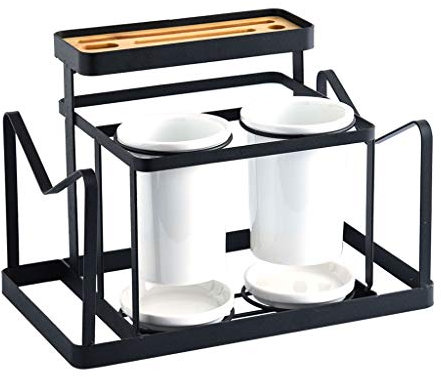 MYBA Küchenmesserblock Messer-Halter-Organisator Keramik Rack-Speicherblock Schmiedeeisen Messerbänkchen Regal Werkzeuge Zubehör Messerblock (Color : Black)