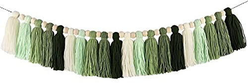 EXQULEG Makramee Wandbehang, Handgemachte Regenbogen Wanddeko Wandteppich mit Holz Perlen und Quaste Girlande für Wohnzimmer Schlafzimmer Dekoration (E)