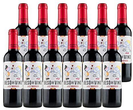 Pack Edición Especial Novios Boda - 12 botellas de 3/8 de Beso de Vino Just Married (375 ml x 12)