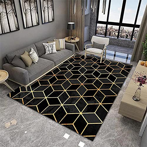 Teppich Nach Mass Teppich Badezimmer Teppich Esstisch Schwarzer Wohnzimmer-Teppich-Moderne Geometrie rechteckige feuchtigkeitsdichte Schalldämmung 200x260cm Terassen Teppich