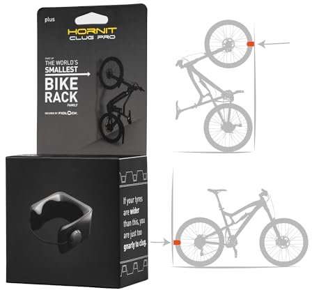Hornit CLUG PRO | Wall Mounted Bike Rack | plus | Secured by FIDLOCK Strap | Easy To Install, Graphite | Black, plus 70-81mm (2.75 - 3.2'')