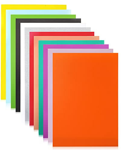 12 bunte Schrumpffolien, Schrumpfbögen, Schrumpfkunstpapier für kreatives Basteln, 20 x 29 cm