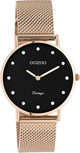 Oozoo Vintage Damen Uhr - Armbanduhr Damen mit 16mm Mesh Armband - Analog Damenuhr in rund C20244