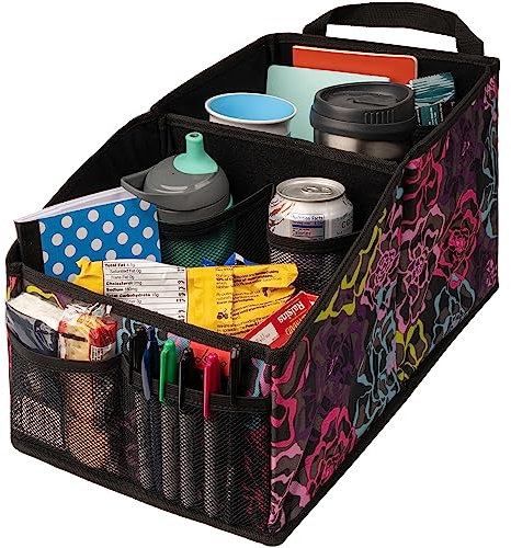 Lusso Gear Car Seat Organizer for Front or Backseat - Great for Adults & Kids, Features 9 Storage Compartments for Toys, Magazines, Tissues, Maps, Books, Documents, Games & More (Floral)