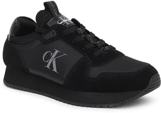 Calvin Klein Jeans Herren Runner Sneaker Sock Laceup Nylon-Leather Sportschuhe, Schwarz (Triple Black), 40