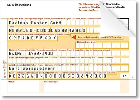 Litfax SEPA Überweisungsträger mit personalisiertem Überweisungsvordruck, 300 Stück - DIN A6, 2-fach mit Durchschlag, Leicht zu trennen, selbstdurchschreibend - Bankneutral in Deutschland
