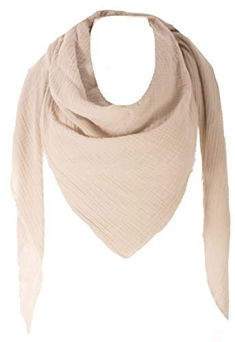 stylx XXL Tuch 23 Farben Farbwahl Halstuch Musselintuch Musselin Damen Damenhalstuch Dreieckstuch Schal Herren Männer Frauen Herrenhalstuch Dreieckig leicht (einlagig) (beige)