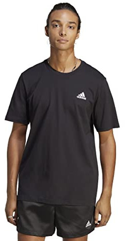 adidas Men's Essentials Single Jersey Embroidered Small Logo Tee, Black, M Short