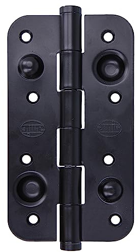 Amig - Pack de 6 Bisagras de Seguridad para Puertas - Cantos Redondos - Apertura y Cierre Silenciosos - Sujeta Puertas de Entrada con Firmeza - Acero - Negro Epoxi - 150 x 82 x 3 mm