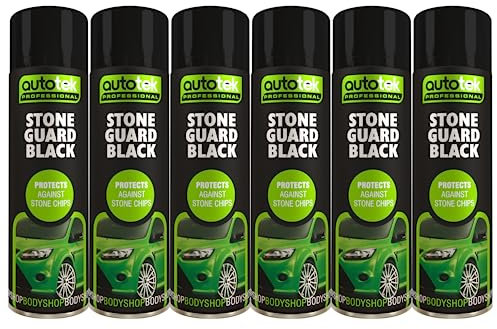 Autotek Stone Black Guard Protects Against Chips Aerosol Spay Paint 500ml x6