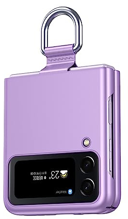 BORYA Case for Samsung Galaxy Z Flip4 (Flip 4) 5G, Ultra Thin Premium Silicone PC Shockproof Cover, Silky Matte Skin Feeling Elegant Anti-Scratch Folding Case With 360° Ring, Purple