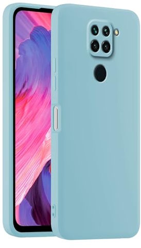 HULLIN Funda de Silicona Colorida para Teléfono, Adecuada para Redmi Note 9 (4G) (6.53) - Azul Claro