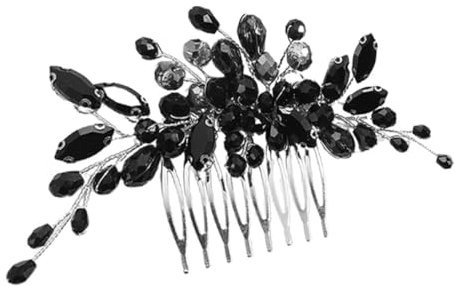 VINTORKY Braut Haarkamm Aus Schwarzem Kristall Mit Strass Dekorativer Haarschmuck Für Hochzeiten Eleganter Seitenkamm Für Frauen Geeignet Für Verschiedene Frisuren Und Anlässe