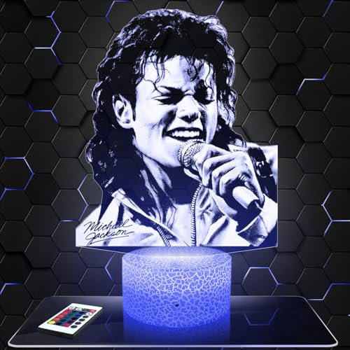 Nachttischlampe - Touch-Nachtlicht Michael J 3D-LED-Lampe Illusion, Geschenkidee Weihnachten Geburtstag Junge und Mädchen Nachttischlampe Kinder- oder Erwachsenenzimmer TOP