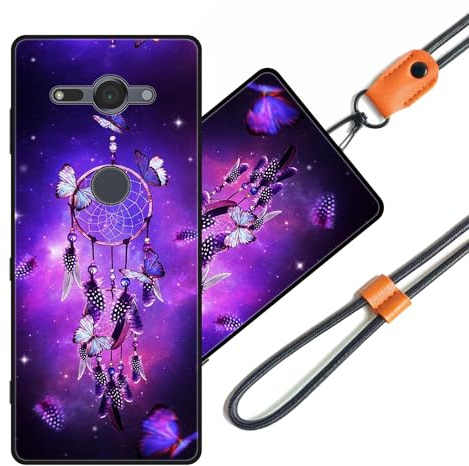 JEZSTHAI Schutzhülle Kompatibel mit Sony Xperia XZ2 Compact Hülle Silikon Dünn mit Muster Design,Weiche Flexibel Stoßfeste Handyhülle mit Handykette & Handykordel zum Umhängen,Nr.A01