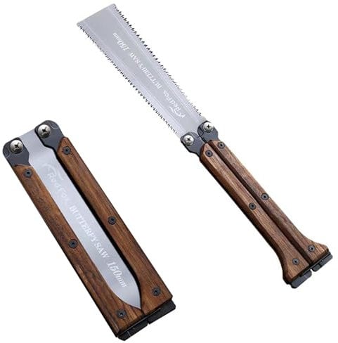 Japanese Hand Saw,Portable Folding Saw Double Edge 3 Sided Grinding Wood Saw and Walnut Handle Flexible Sharp Blade Portable for Camping,Hard Wood Soft Wood and Woodworking Tools