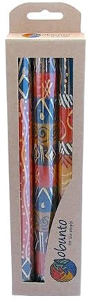 Nobunto Kerzen - Bongazi - Fair Trade Kunstkerze aus Südafrika - Handbemalte Geschenkkerze - Afrikanische Kerzensets - Bunte Stabkerzen - Weihnachten - Ostern (3er-Set Stabkerzen 2x23cm)