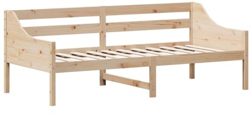 vidaXL Tagesbett, Bett mit Sperrholzlatten, Bettgestell mit Schutzgitter, Bettrahmen Holzbett Gästebett, 80x200cm Massivholz Kiefer