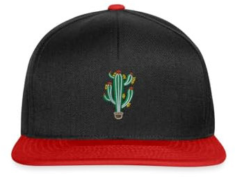 Spreadshirt Kaktus Stickerei Snapback Cap, One Size, Schwarz/Rot
