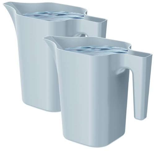 PECZEKO Gießkanne 1,8 Liter für Haus & Garten - aus robustem Kunststoff - giesskanne zur einfachen Bewässerung von Blumen, Pflanzen und zimmerpflanzen 2er-Set (2 Pack) Grau