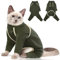 Katzinst Katzenpullover,Katzenbekleidung aus Klebrigem Fell mit Reißverschlüssen,Katzenpyjamas, 4-beinige Katzenbekleidung, Vorbeugung von Haarausfall,Katzenbody Langarm, (Grün,M)